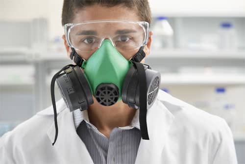 Well protected laboratory worker