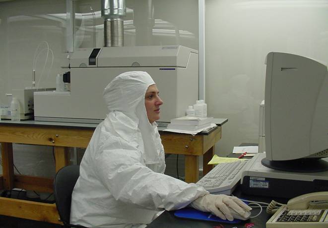 Protective  clothing inside clean room environment