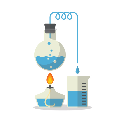 Laboratory water distillation process schematic