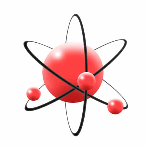 Nucleus surrounded by revolving electrons