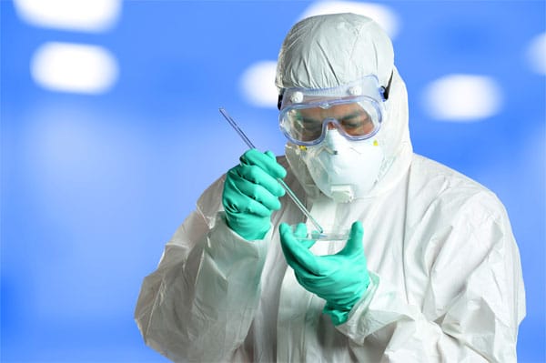 Protective laboratory clothing with safety devices