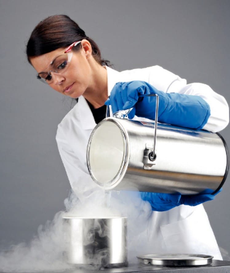 Use prescribed gloves for handling liquid cryogens (Image courtesy : https://www.laboratory-equipment.com)